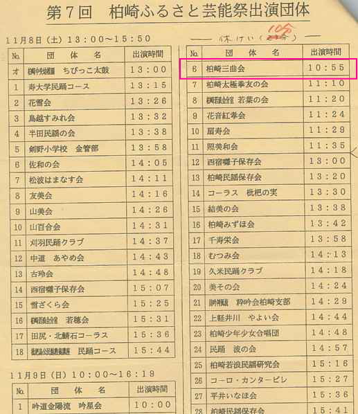 柏崎三曲会、第7回柏崎ふるさと芸能祭、プログラム